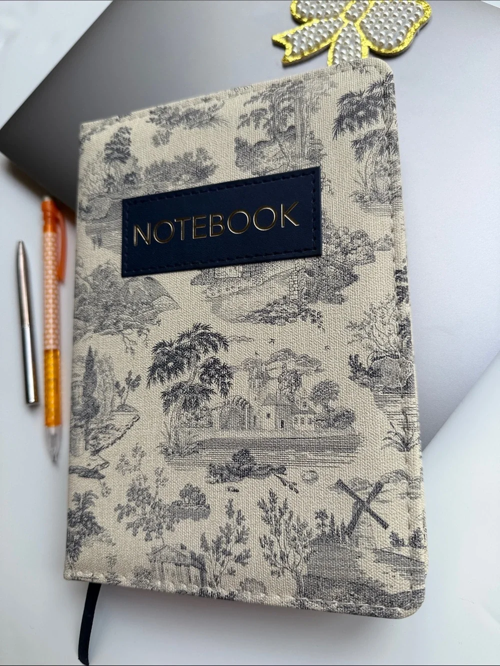 Onedesign Home Toile de Jouy Notebook Gold Gilded Edges Hardcover Journal